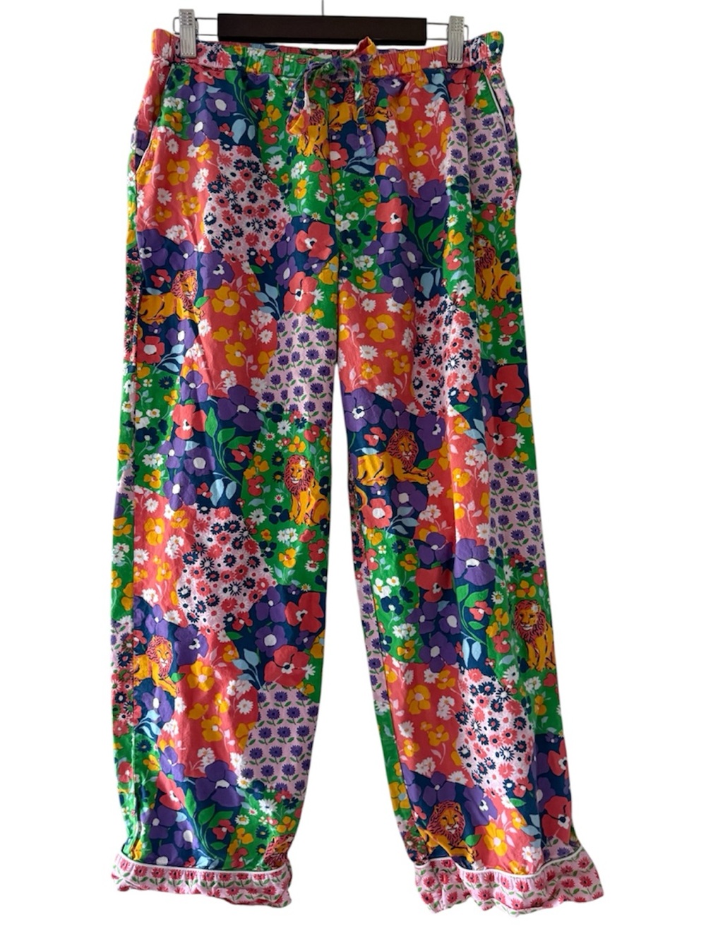 Printfresh Flower Power Colorblock Lion Printed Pajama Pants (Small)